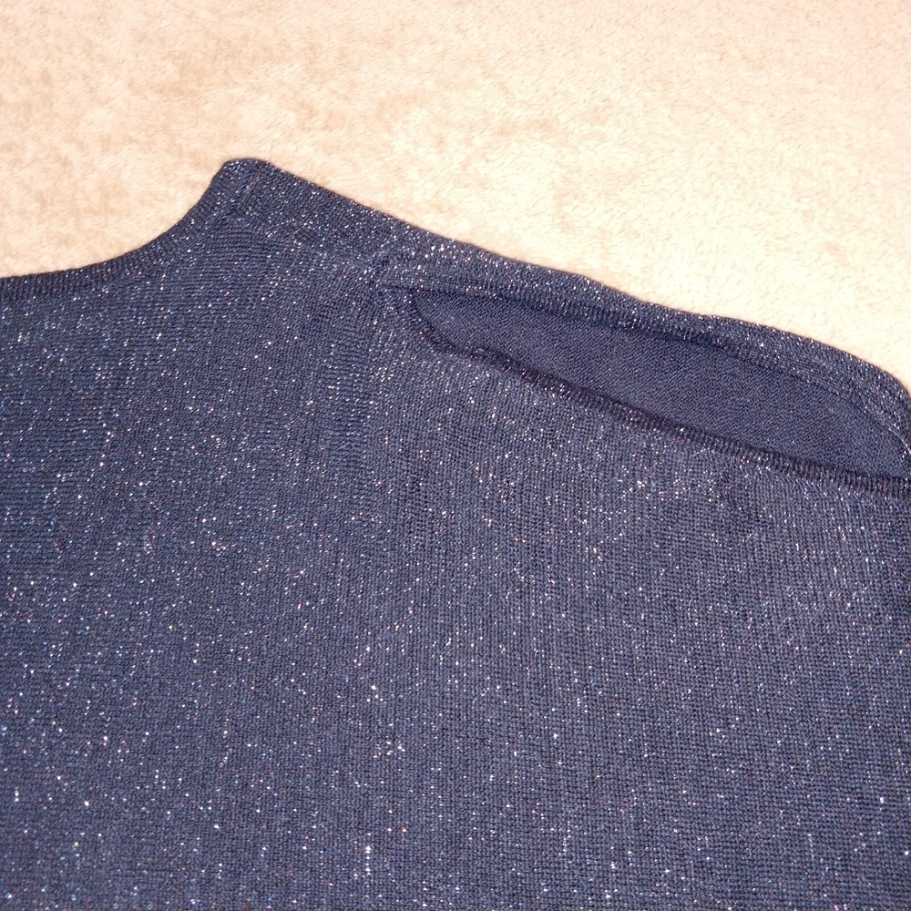 Soft Surroundings Tunic Round Neck Glitter‎ Style Top Navy Blue Medium - Picture 9 of 11